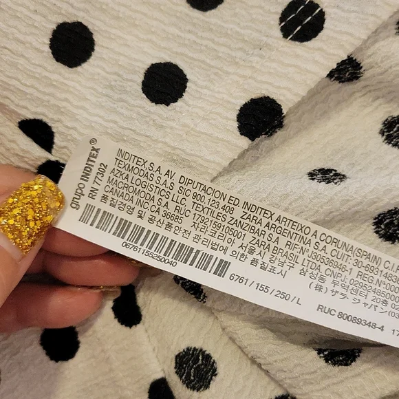 Zara Polka Dot Black & White Keyhole Crop Blouse Size L - Picture 9 of 10